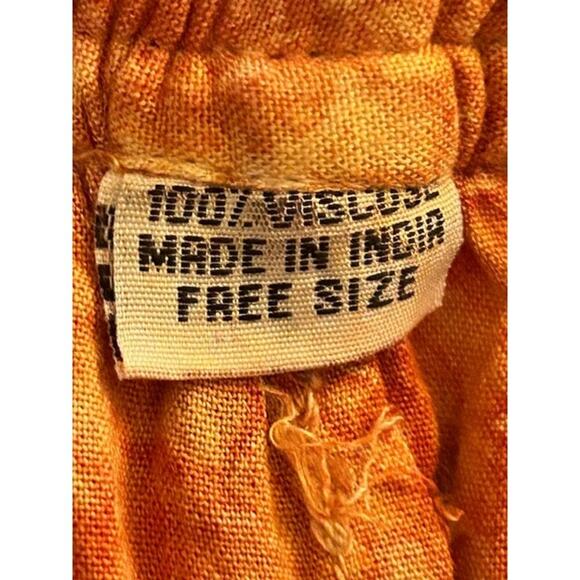 Boho Crinkle Viscose Burnt Orange Drawstring Pants – Free Size - Picture 4 of 4